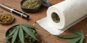 Realistic image showing whats a sploof in a DIY setup, illustrating a cost-effective odor filter for cannabis smoke.