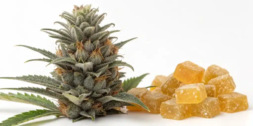 Cannabis plant of Blue Gorilla Autoflower being cultivated indoors under LED lights.