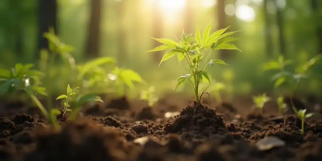 Healthy rhizomes roots cannabis supporting natural growth in outdoor environments.