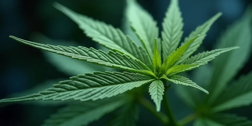 Macro shot of cannabis leaves highlighting genetic variations due to polyploidy.