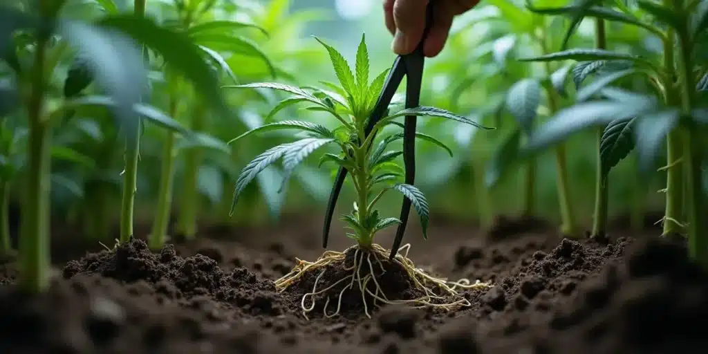 Does pruning cannabis encourage root growth at the early vegetative stage?