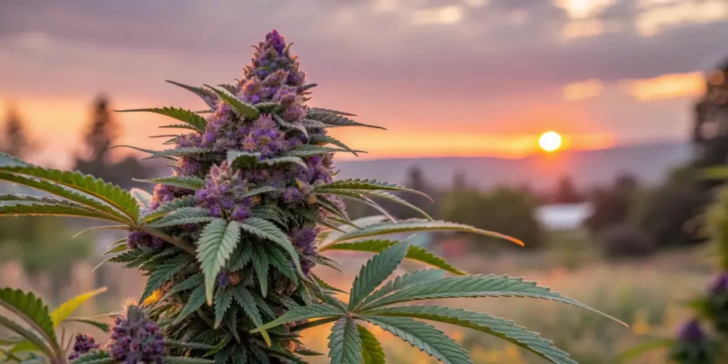 Dense cannabis plants with thick buds growing closely together outdoors