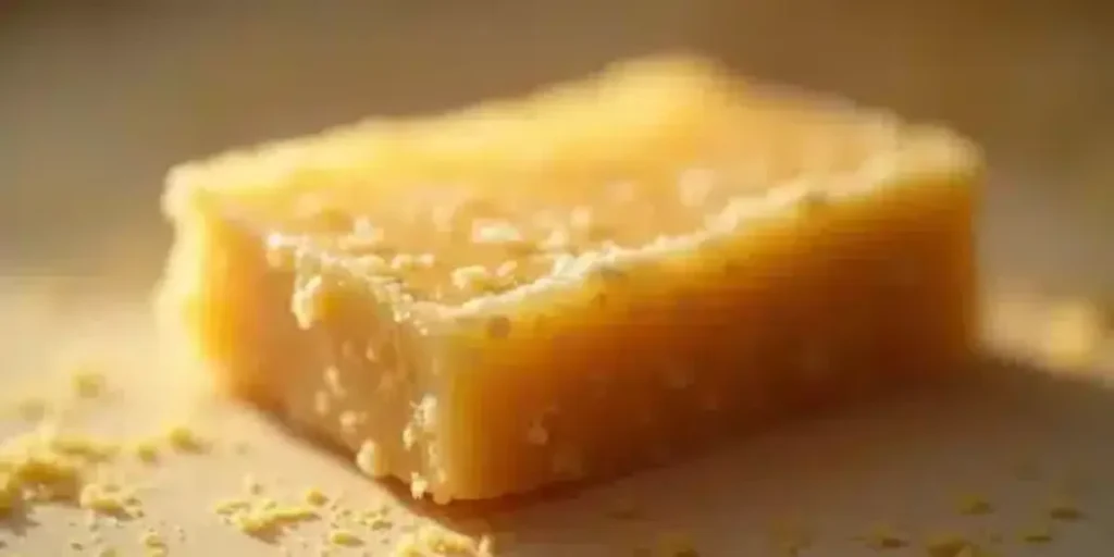 Macro view of amber-colored piatella hash crystals in warm lighting