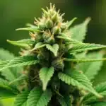 A flowering California Haze cannabis plant with dense buds.