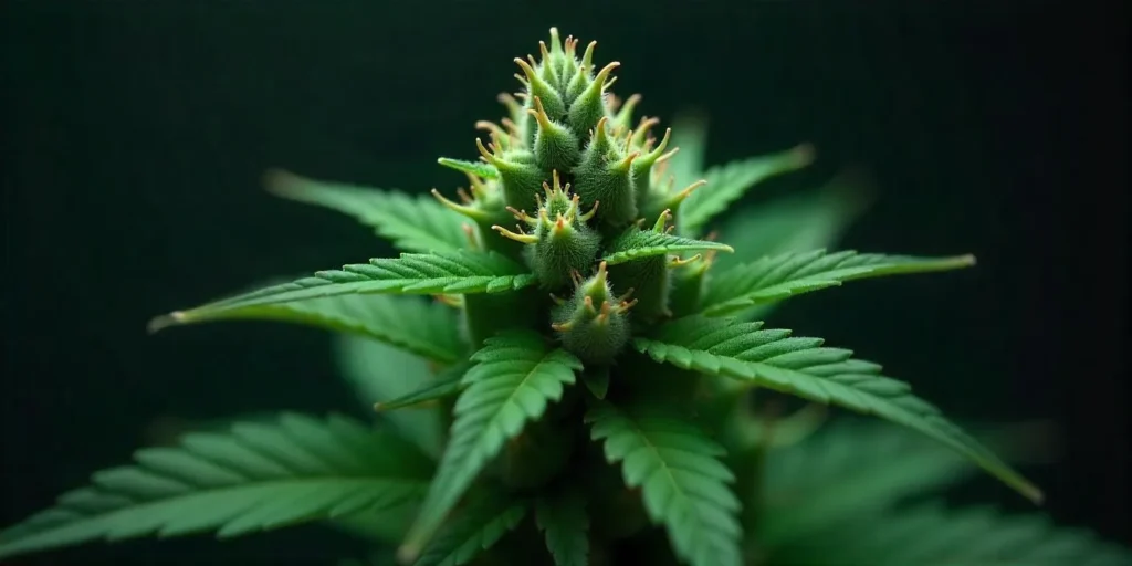 AK 59 cannabis bud in early flowering stage.