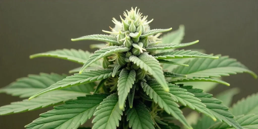 Frosty AK x White Widow Auto bud in early bloom.