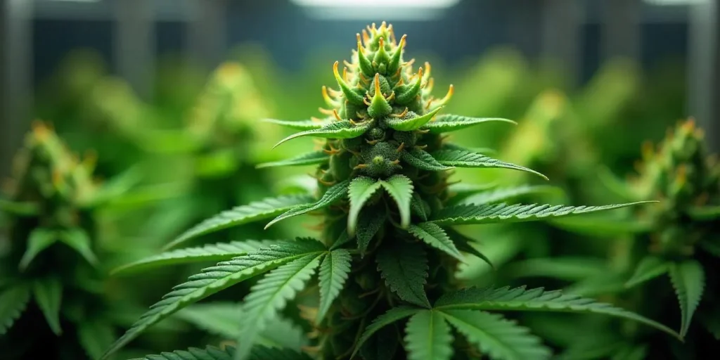 Afghan x Haze in full bloom, showcasing dense structure and heavy resin.