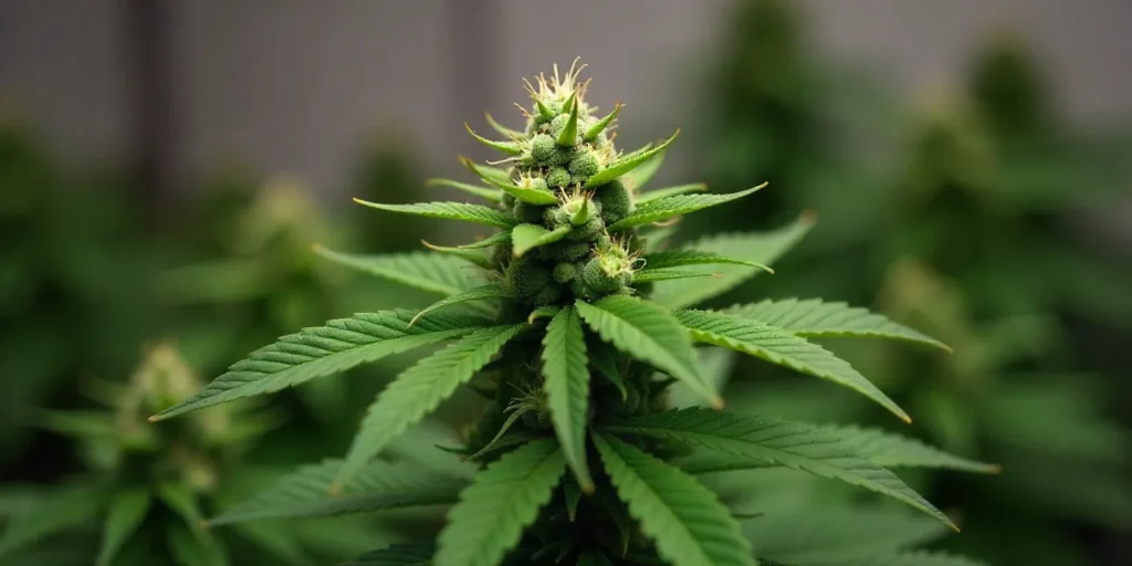 CBD Super Silver (1:1) flowering buds indoors.