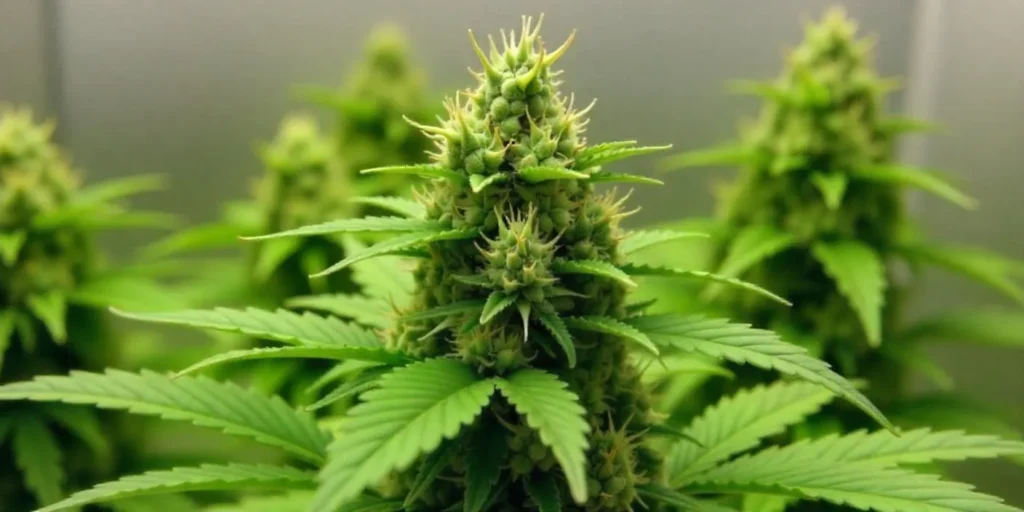 Candy Punch Regular plant with compact buds in indoor grow setup.