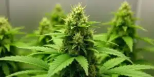 Candy Punch Regular plant with compact buds in indoor grow setup.