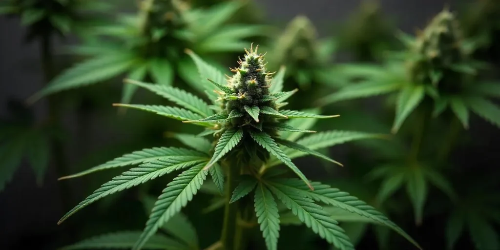 Flowering Blueberry CBD (11) cannabis plant with rich buds.