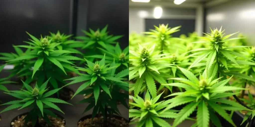 Indoor Afghan Hash Plant Regular cultivation in different light settings.