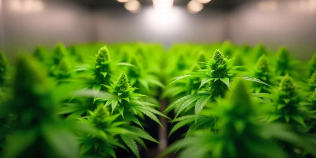 Grow CBD Tutti Frutti (115) Indoor cultivation in bloom stage, plants growing in optimized indoor conditions.