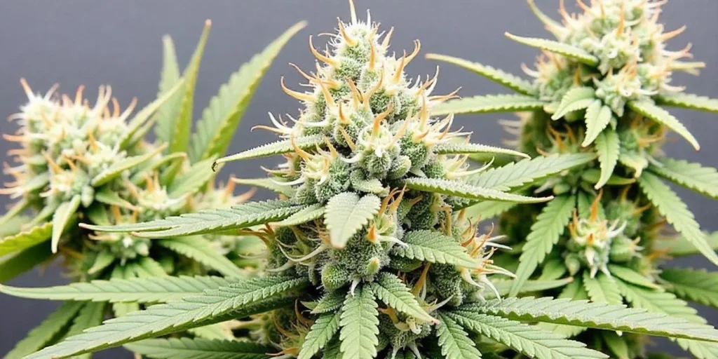 Grow Cake Bomb Fast Version dense buds with orange pistils indoor.