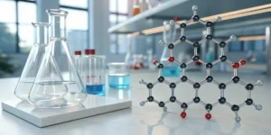 3D molecular model of THCO and THCP molecules in a laboratory setting.