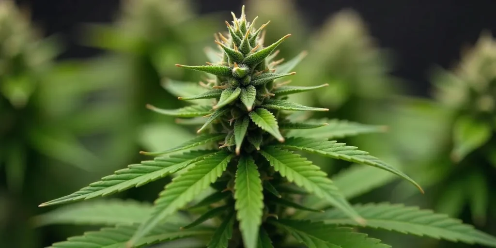 CBD Black Diesel (11) cannabis flower with orange hairs and frosty trichomes.