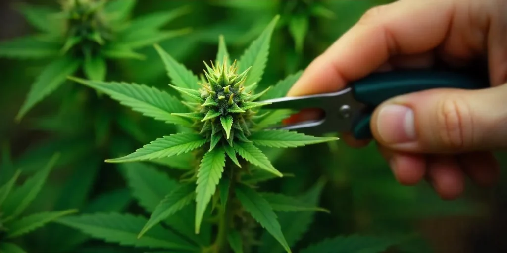 Pruning cannabis plant to grow CBD Diesel X Gorilla (11).