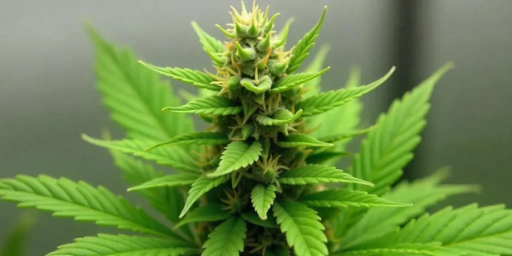 Developing buds of CBD Harlequin Kimbo Kush (12) in vegetative phase.