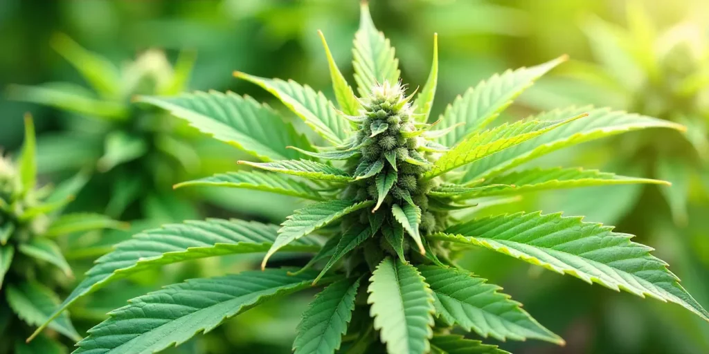 Grow CBD Mexican (1:1) Mature bud with resin-rich trichomes.