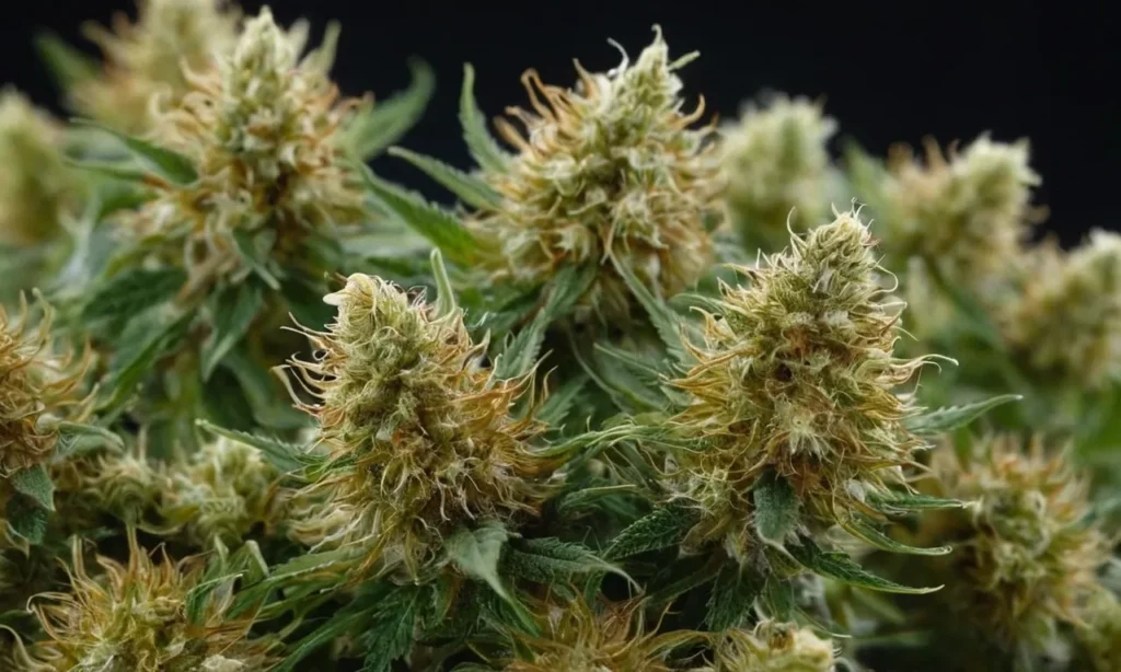 The resin-coated buds of Cherry AK Auto. Growing Cherry AK Auto offers fast flowering and a fruity aroma ideal for indoor and outdoor setups.