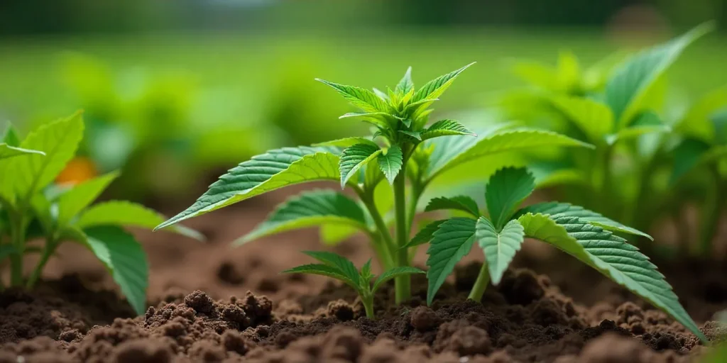 Early-stage CBD Strawberry (130) seedling growing in soil for optimal root development.