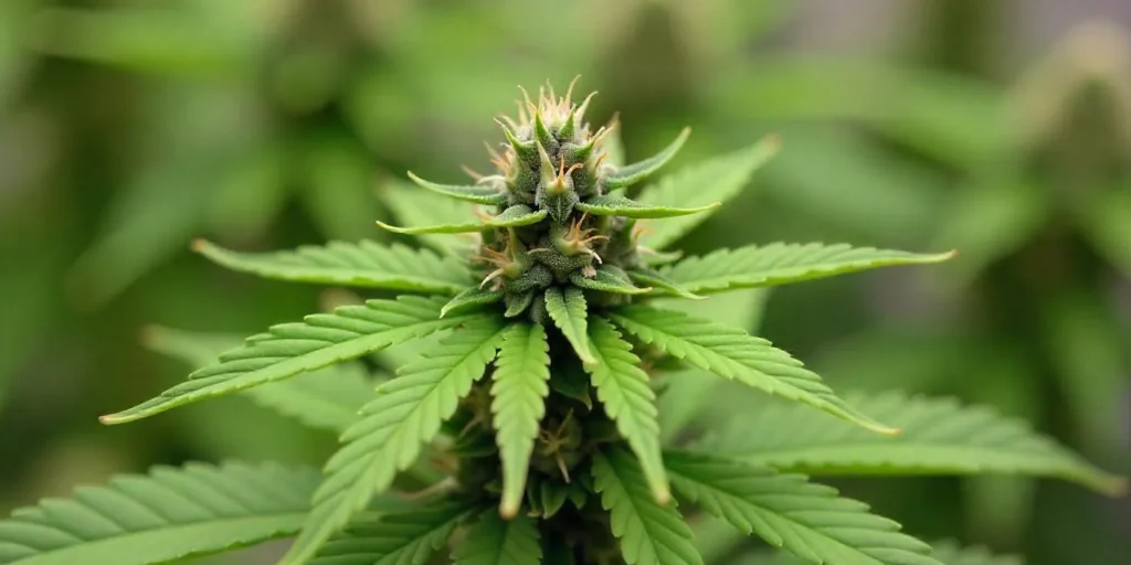 Flowering CBD Diesel X Gorilla (11) bud in greenhouse.