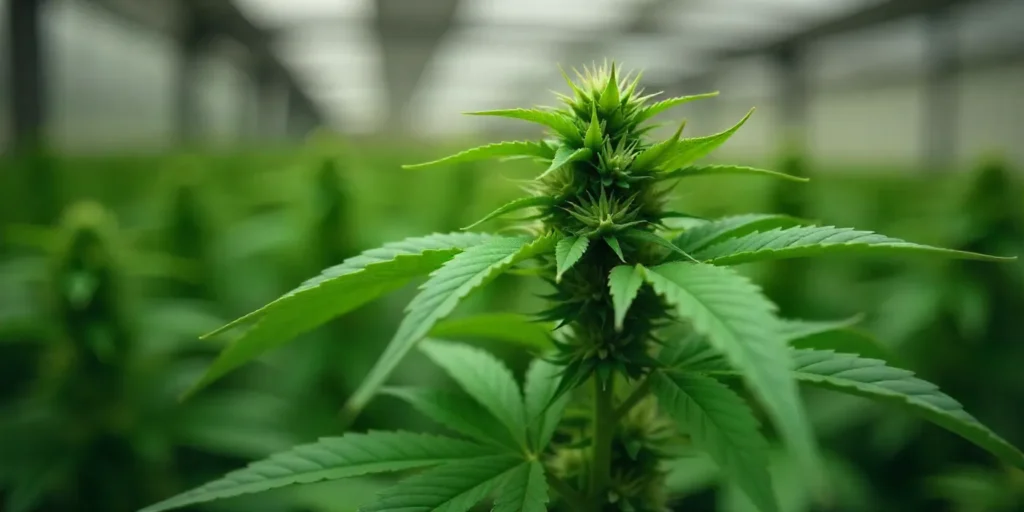 Grow CBD Sour Tangie (125) Early indoor flowering stage.