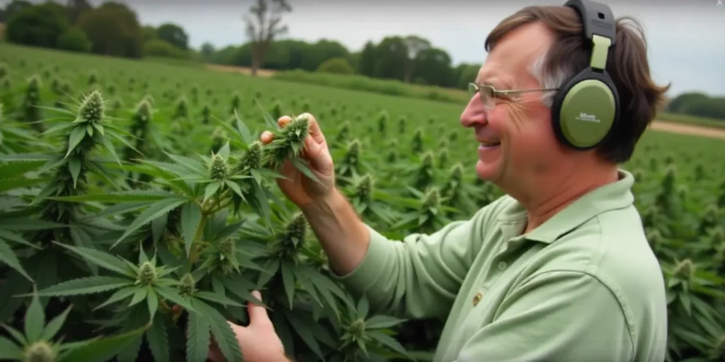 Grow CBD Stephen Hawking Kush: Inspecting buds at harvest.