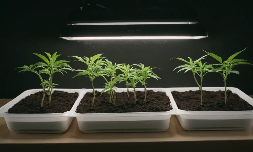 Grow Cherry AK seedlings under artificial light in starter trays.