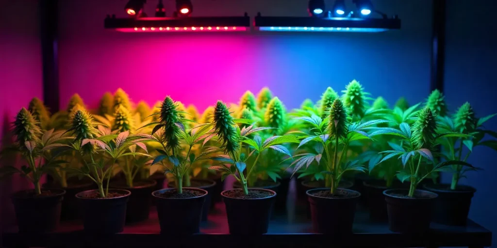 Indoor LED setup to grow CBD Therapy cannabis plants effectively.