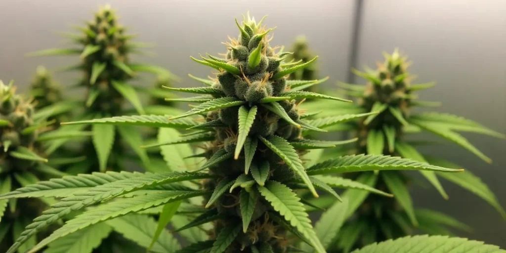 Indoor-grown CBD Black Domina (11) cannabis buds in full bloom.
