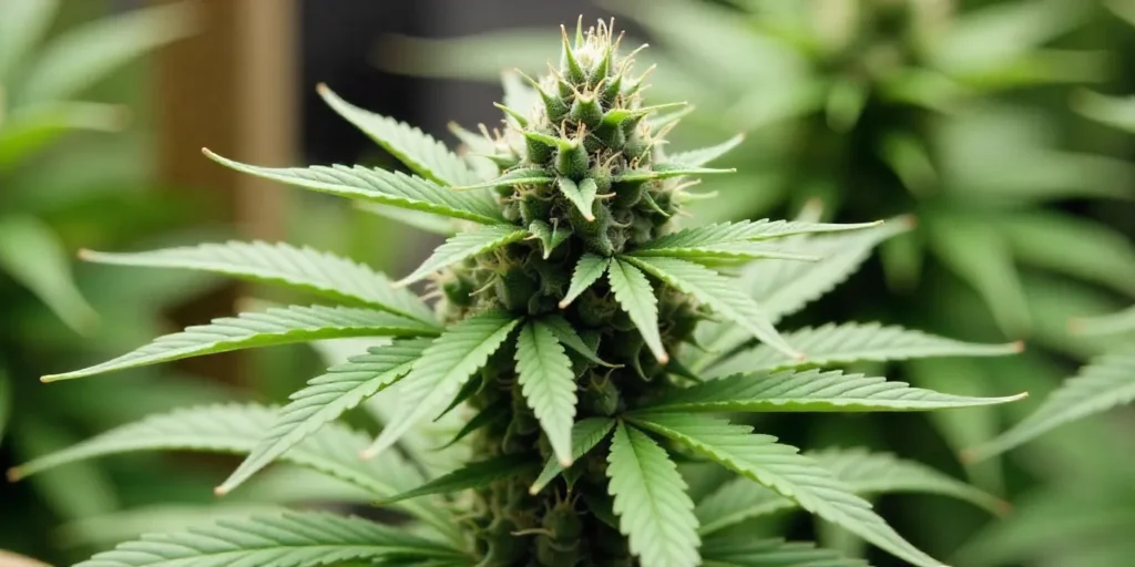 Indoor-grown CBD Super Kush (115) in mid-bloom phase.