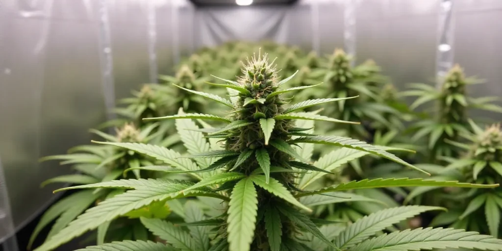 Mature CBD Super Silver (1:1) cannabis plant in full bloom.