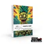 Pineapple Daddy seed box with cartoon zombie pineapple skull and vibrant colors.