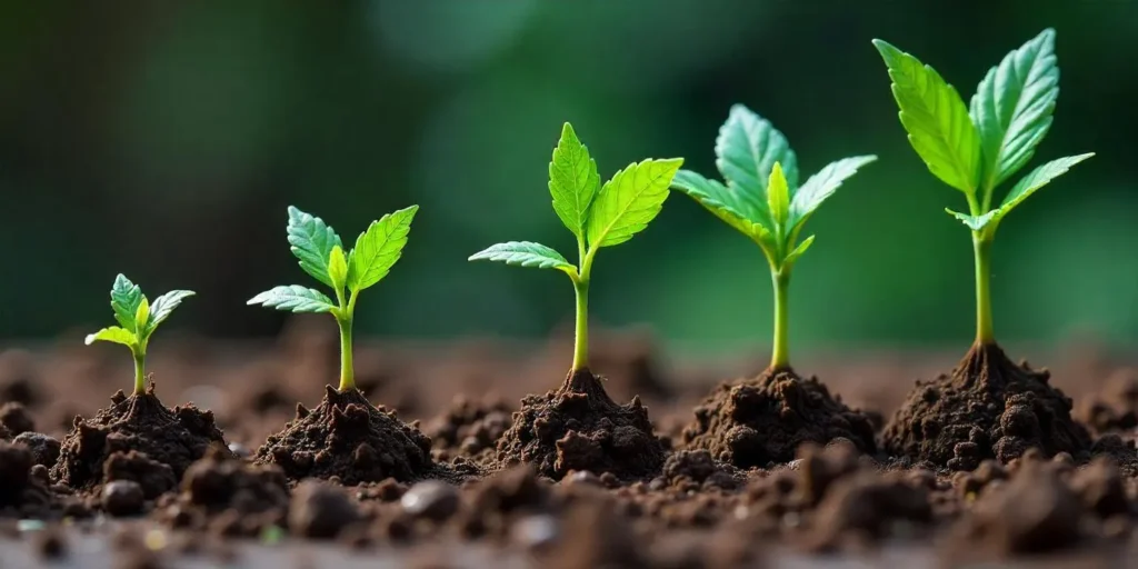 Young seedlings of CBD Diesel X Gorilla (11) in soil.