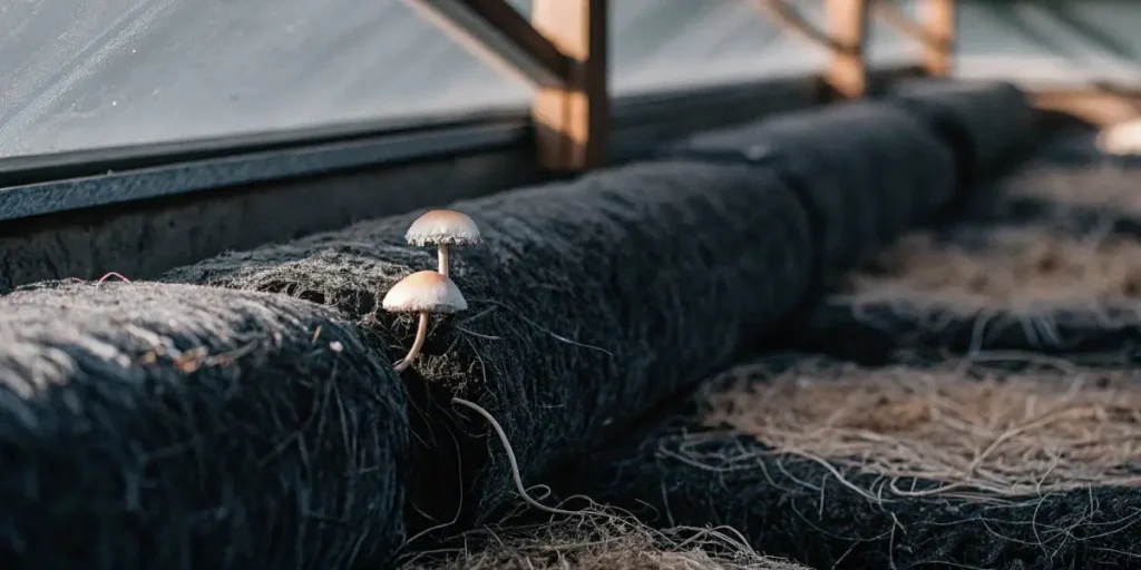 Mycorrhizal fungi growing with cannabis roots in organic substrate