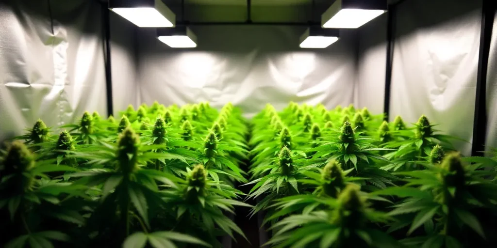 Indoor grow setup for Cheesecake X Gelato Auto under LED lights