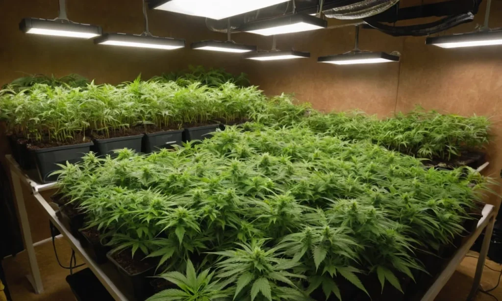 Indoor cultivation of Cherry Ak Fast Version under LED lighting. Compact structure, rapid bloom, and high resin production make it ideal for tight spaces.