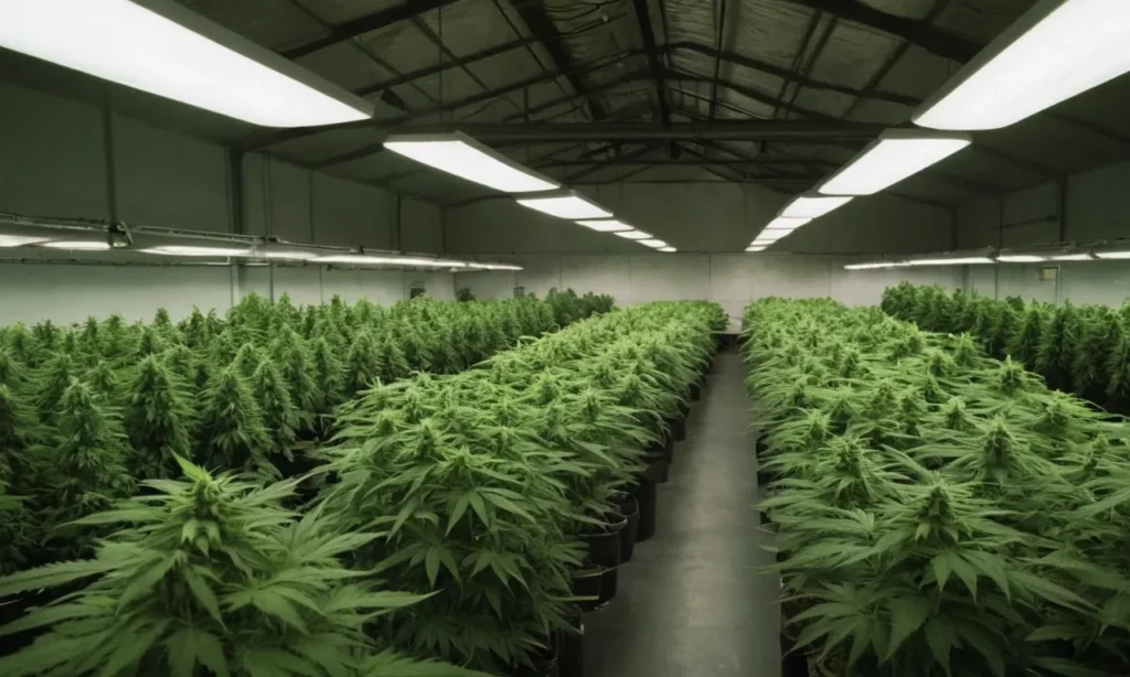 Indoor grow room filled with Chocolope x Candy cannabis plants.