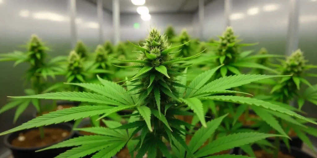 Chocolope x Kush in a controlled indoor setup for dense, resin-rich buds and optimized terpene development under LED lighting.