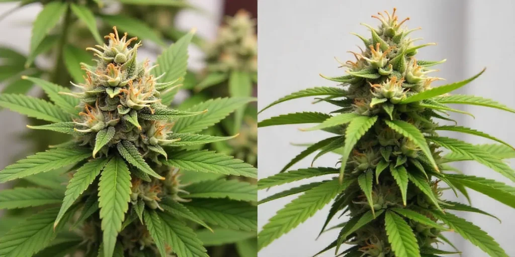 Mature Cheese Diesel buds with trichomes and pistils.