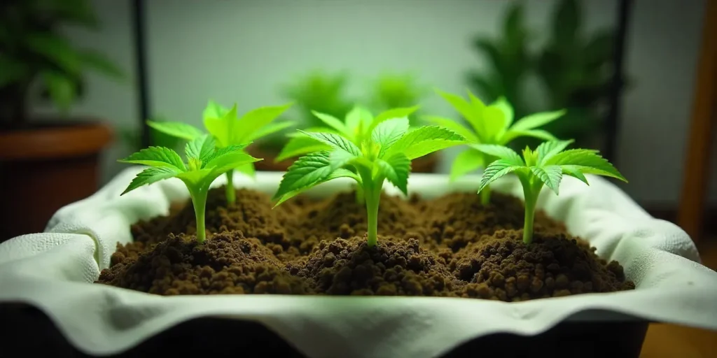 Grow of Cinderella99 x Blueberry Fast Version with strong genetics. Early-stage plants thrive under proper lighting and airflow.