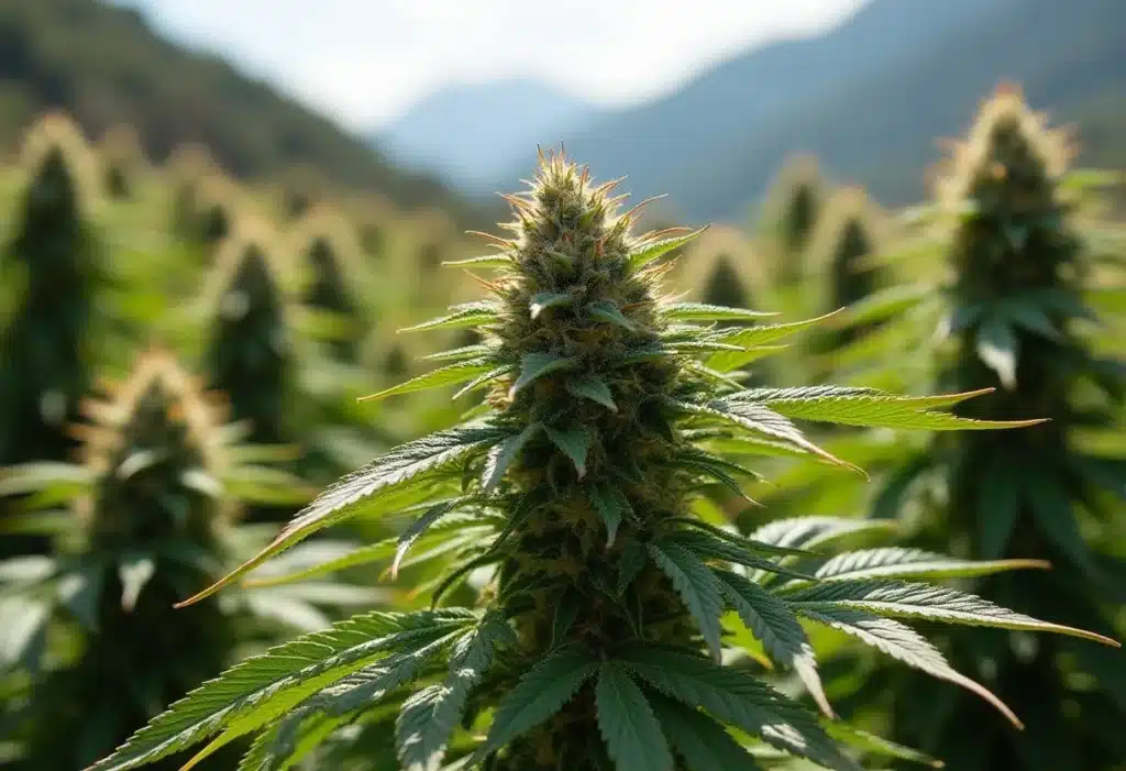 Critical Bilbo x Rainbow Chips Regular cannabis bud outdoors.