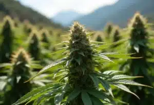 Critical Bilbo x Rainbow Chips Regular cannabis bud outdoors.