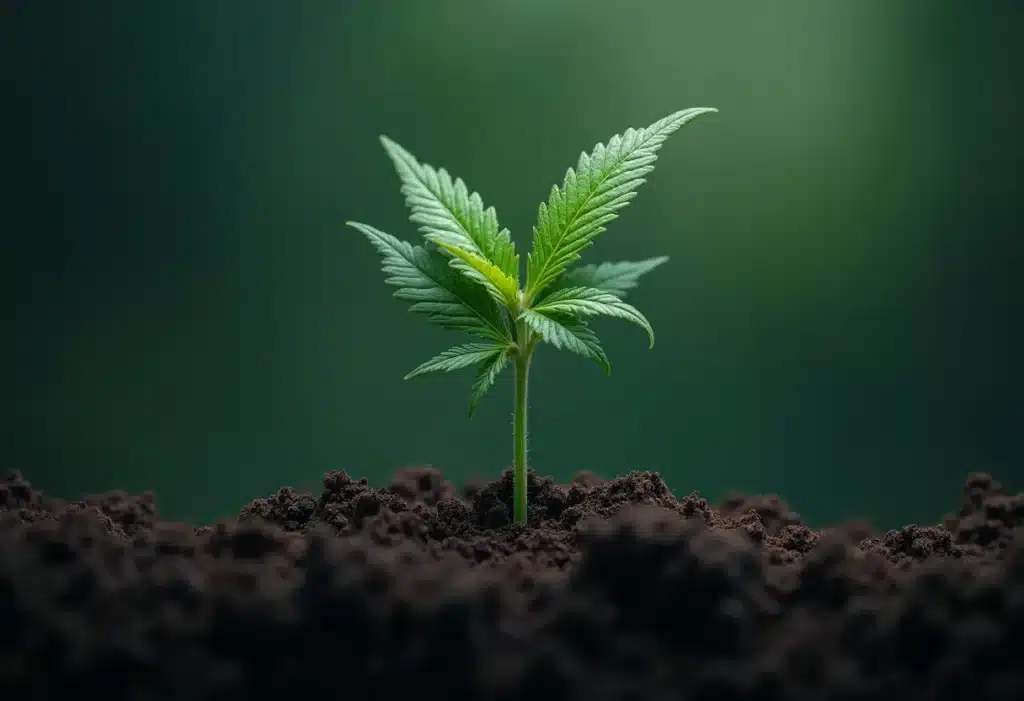 Early stage of Critical Blue cannabis showing strong genetics and healthy growth, perfect for growers seeking high resilience and aromatic buds.