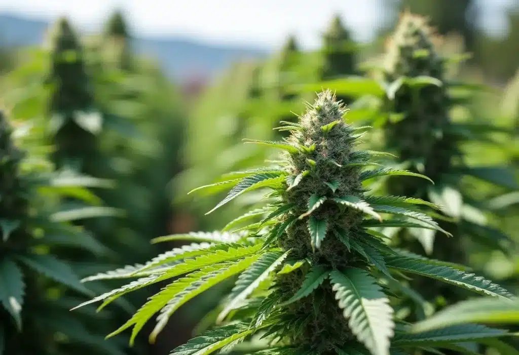 Critical Bubba Kush outdoor cultivation with dense buds.