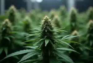 Critical Purple Auto mature bud with orange pistils and resin.