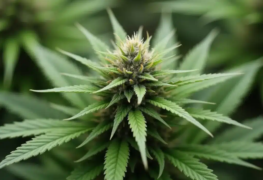 A Critical Purple Kush cola showing resinous trichomes and purple highlights, ideal for growers seeking potency and aroma.