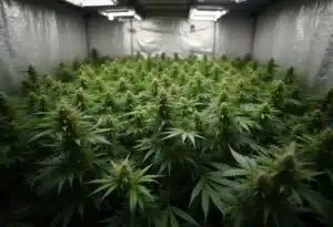 Critical Purple Regular cannabis plants growing in indoor setup.