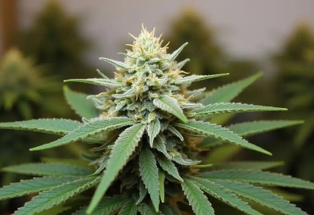 Critical x AK47 Auto strain showing dense, resin-covered buds. This autoflowering hybrid combines fast growth, strong yields, and potent effects.